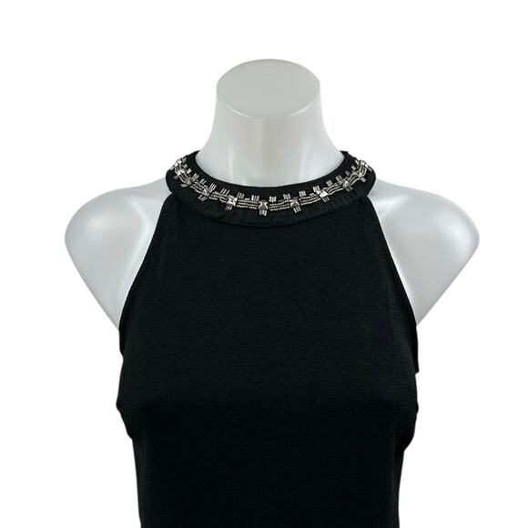 Lulus Black Silver Studded Beaded High Neck Sleeveless Mini Sheath Dress Size S - Picture 3 of 5